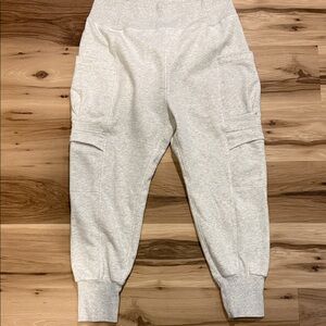 High Waisted Foldover Pocket Harem Fleece Casual Cargo Joggers